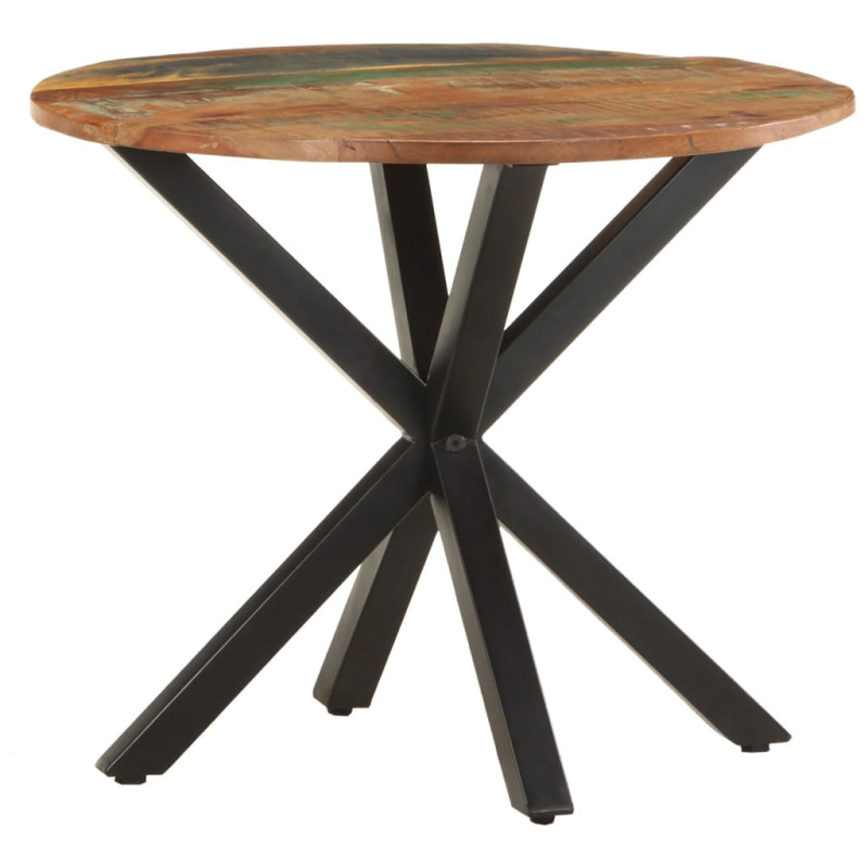 Masă laterală, 68x68x56 cm, lemn reciclat, cu aspect industrial - WOODBB386
