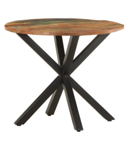 Masă laterală, 68x68x56 cm, lemn reciclat, cu aspect industrial - WOODBB386