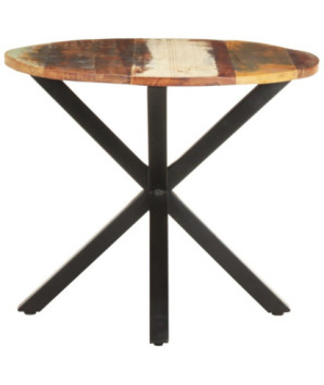 Masă laterală, 68x68x56 cm, lemn reciclat, cu aspect industrial - WOODBB386