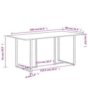 Masă de bucătărie, 160 cm, lemn reciclat, cu aspect industrial - WOODBB387
