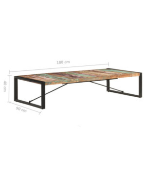 Măsuță de cafea, 180 x 90 x 40 cm, lemn reciclat, cu aspect industrial - WOODBB389