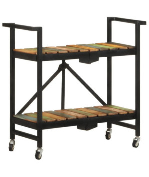 Cărucior de bucătărie, 87x36x81 cm, lemn reciclat, cu aspect rustic - WOODBB55