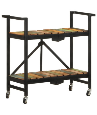 Cărucior de bucătărie, 87x36x81 cm, lemn reciclat, cu aspect rustic - WOODBB55