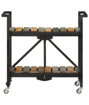 Cărucior de bucătărie, 87x36x81 cm, lemn reciclat, cu aspect rustic - WOODBB55