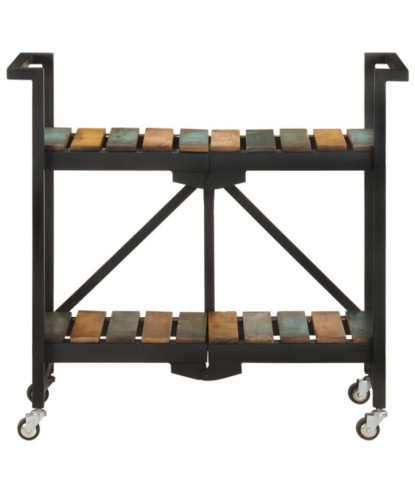 Cărucior de bucătărie, 87x36x81 cm, lemn reciclat, cu aspect rustic - WOODBB55