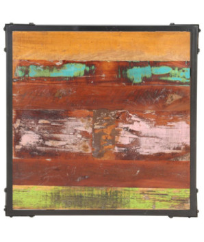 Măsuță cafea aspect industrial, din lemn masiv reciclat, pătrată, 60 x 60 x 35 cm