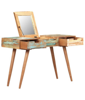 Masă de toaletă cu oglindă, 112x45x76 cm, lemn reciclat - WOODBB394