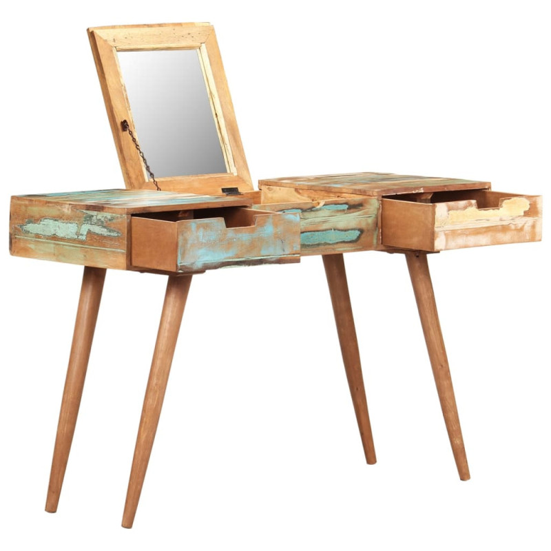 Masă de toaletă cu oglindă, 112x45x76 cm, lemn reciclat - WOODBB394 Masă de toaletă cu oglindă, 112x45x76 cm, lemn reciclat - WOODBB394