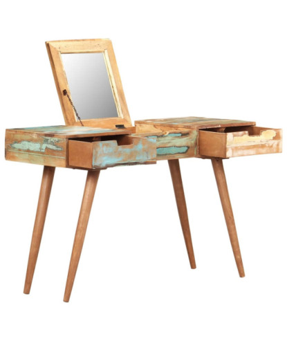 Masă de toaletă cu oglindă, 112x45x76 cm, lemn reciclat - WOODBB394