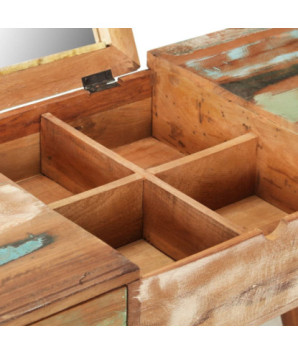 Masă de toaletă cu oglindă, 112x45x76 cm, lemn reciclat - WOODBB394