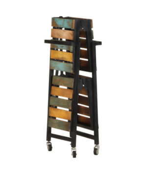 Cărucior de bucătărie, 87x36x81 cm, lemn reciclat, cu aspect rustic - WOODBB55