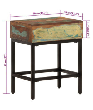 Masă laterală, 40x30x51 cm, lemn reciclat, cu aspect vintage - WOODBB398