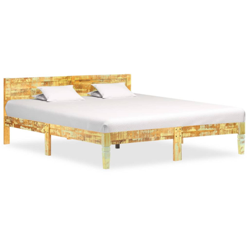 Cadru de pat, 180 x 200 cm, lemn reciclat, cu aspect vintage - WOODBB403