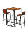 Masă bar cu 2 scaune cu spătar vintage, din lemn masiv reciclat, pătrată, 70 x 70 x 106 cm Masă bar cu 2 scaune cu spătar vintage, din lemn masiv reciclat, pătrată, 70 x 70 x 106 cm