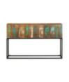 Masă consolă, 120x30x75 cm, lemn reciclat, cu aspect industrial - WOODBB411