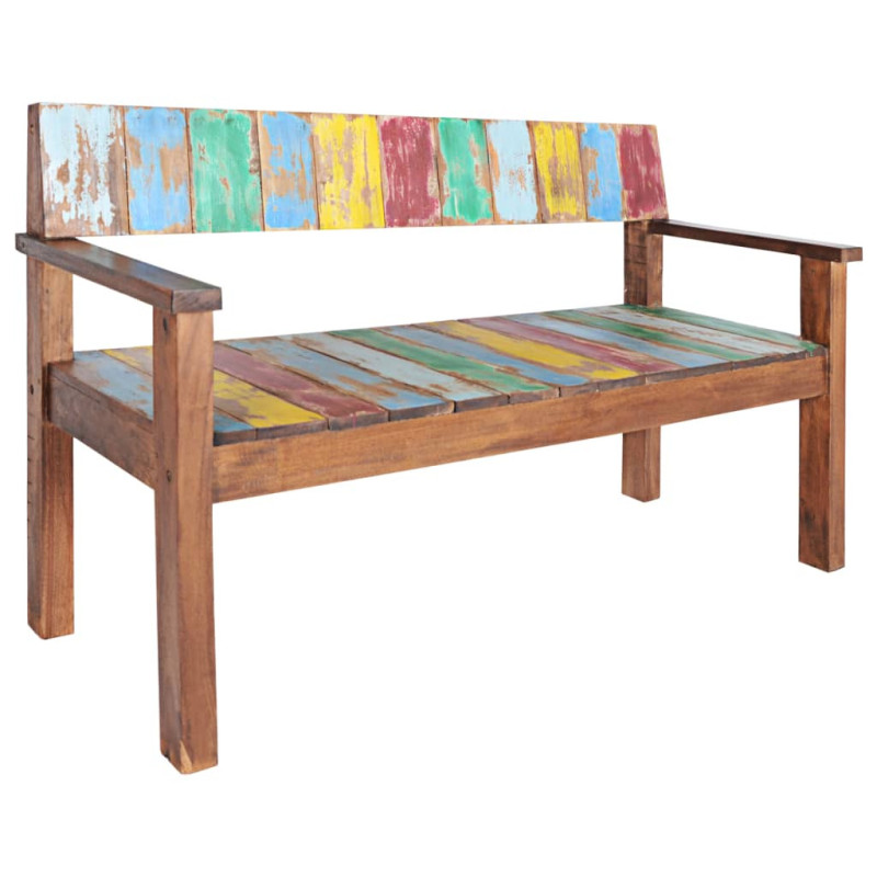 Bancă, 115 cm, lemn reciclat, cu aspect vintage - WOODBB58