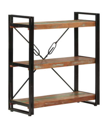 Bibliotecă compactă, din lemn masiv reciclat, cu 3 rafturi, 77x30x80 cm, handmade