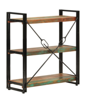 Bibliotecă compactă, din lemn masiv reciclat, cu 3 rafturi, 77x30x80 cm, handmade