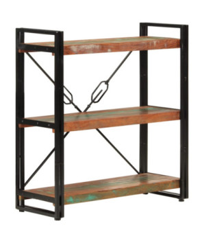 Bibliotecă compactă, din lemn masiv reciclat, cu 3 rafturi, 77x30x80 cm, handmade