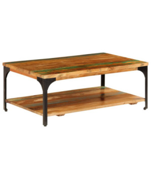Măsuță de cafea cu raft, 100 x 60 x 35 cm, lemn reciclat, cu aspect vintage - WOODBB422