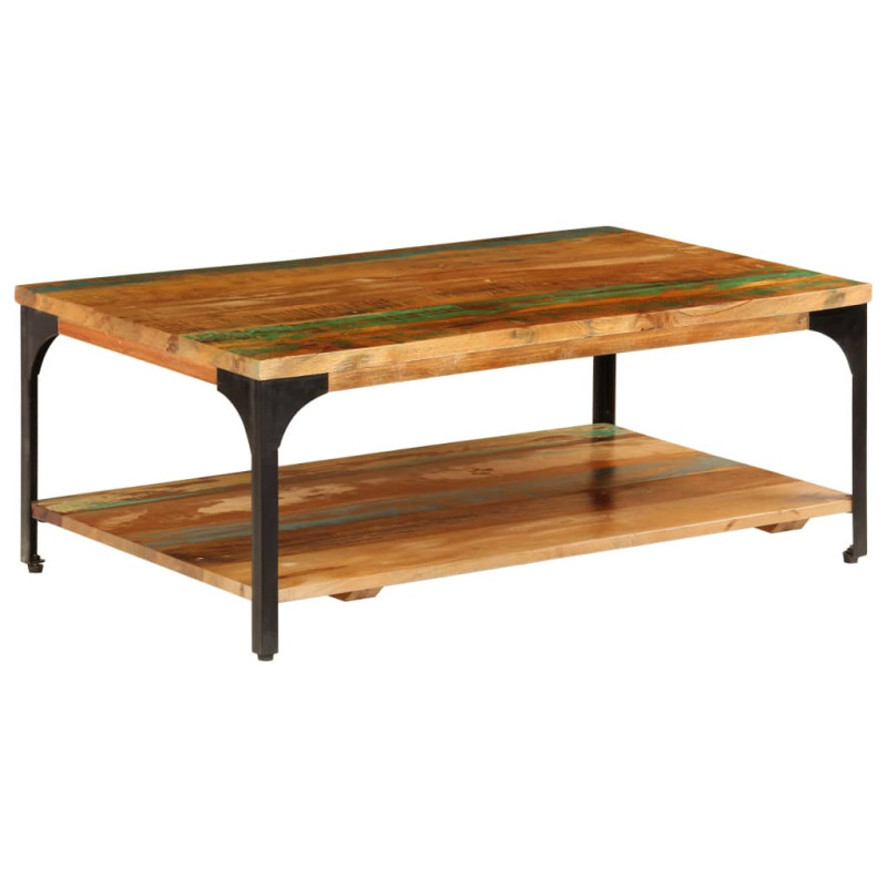 Măsuță de cafea cu raft, 100 x 60 x 35 cm, lemn reciclat, cu aspect vintage - WOODBB422 Măsuță de cafea cu raft, 100 x 60 x 35 cm, lemn reciclat, cu aspect vintage - WOODBB422