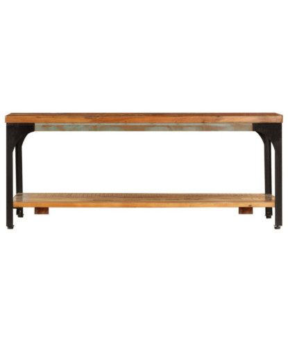Măsuță de cafea cu raft, 100 x 60 x 35 cm, lemn reciclat, cu aspect vintage - WOODBB422