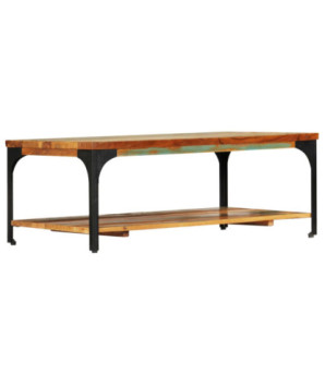 Măsuță de cafea cu raft, 100 x 60 x 35 cm, lemn reciclat, cu aspect vintage - WOODBB422