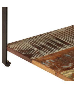 Măsuță de cafea cu raft, 100 x 60 x 35 cm, lemn reciclat, cu aspect vintage - WOODBB422