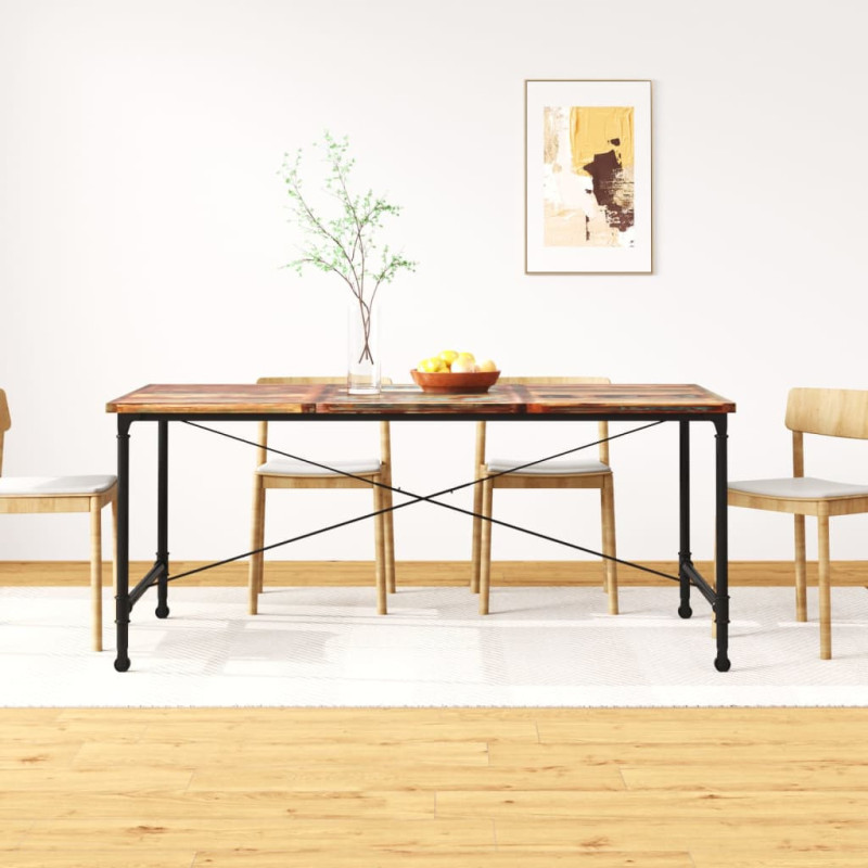 Masă de bucătărie pentru 6 persoane, aspect industrial, din lemn masiv reciclat, dreptunghiulară, 180 x 90 x 76 cm Masă de bucătărie pentru 6 persoane, aspect industrial, din lemn masiv reciclat, dreptunghiulară, 180 x 90 x 76 cm