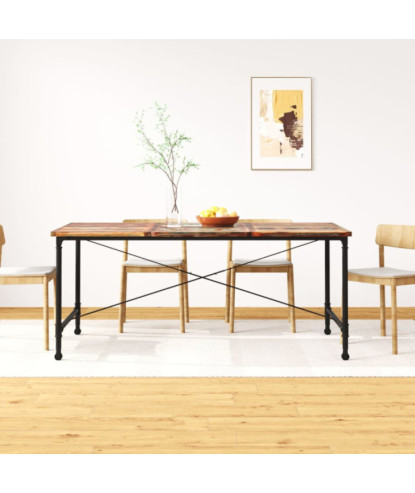 Masă de bucătărie pentru 6 persoane, aspect industrial, din lemn masiv reciclat, dreptunghiulară, 180 x 90 x 76 cm