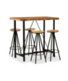 Masă bar cu 4 scaune, aspect industrial, din lemn masiv reciclat, dreptunghiulară, 120 x 60 x 107 cm, handmade Masă bar cu 4 scaune, aspect industrial, din lemn masiv reciclat, dreptunghiulară, 120 x 60 x 107 cm, handmade