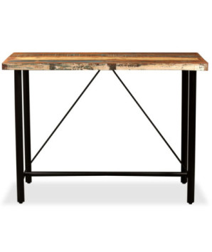 Masă bar cu 4 scaune, aspect industrial, din lemn masiv reciclat, dreptunghiulară, 120 x 60 x 107 cm, handmade