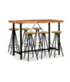Masă bar cu 6 scaune fără spătar, aspect industrial, din lemn masiv reciclat, dreptunghiulară, 150 x 70 x 107 cm, handmade Masă bar cu 6 scaune fără spătar, aspect industrial, din lemn masiv reciclat, dreptunghiulară, 150 x 70 x 107 cm, handmade