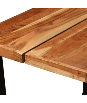 Masă bar cu 6 scaune fără spătar, aspect industrial, din lemn masiv reciclat, dreptunghiulară, 150 x 70 x 107 cm, handmade