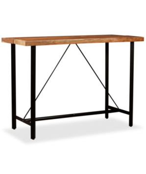 Masă bar cu 6 scaune fără spătar, aspect industrial, din lemn masiv reciclat, dreptunghiulară, 150 x 70 x 107 cm, handmade