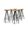 Masă bar cu 6 scaune fără spătar, aspect industrial, din lemn masiv reciclat, dreptunghiulară, 150 x 70 x 107 cm, handmade Masă bar cu 6 scaune fără spătar, aspect industrial, din lemn masiv reciclat, dreptunghiulară, 150 x 70 x 107 cm, handmade