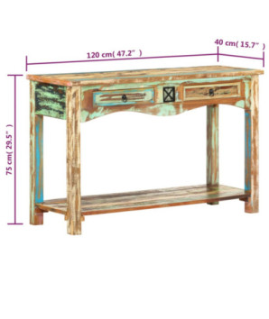 Masă consolă, 120 x 40 x 75 cm, lemn reciclat, cu aspect vintage - WOODBB443