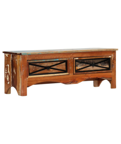 Comodă TV, 120 x 30 x 40 cm, lemn reciclat, cu aspect retro - WOODBB447