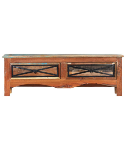 Comodă TV, 120 x 30 x 40 cm, lemn reciclat, cu aspect retro - WOODBB447