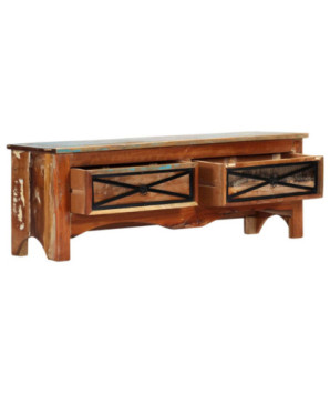 Comodă TV, 120 x 30 x 40 cm, lemn reciclat, cu aspect retro - WOODBB447