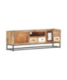Comodă TV cu picioare, aspect industrial, din lemn masiv reciclat, 120 x 30 x 40 cm, handmade