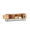 Comodă TV cu picioare, aspect industrial, din lemn masiv reciclat, 120 x 30 x 40 cm, handmade