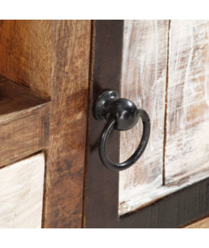 Comodă TV cu picioare, aspect industrial, din lemn masiv reciclat, 120 x 30 x 40 cm, handmade