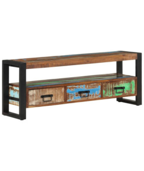Comodă TV, 120x30x45 cm, lemn reciclat, cu aspect antichizat - WOODBB454
