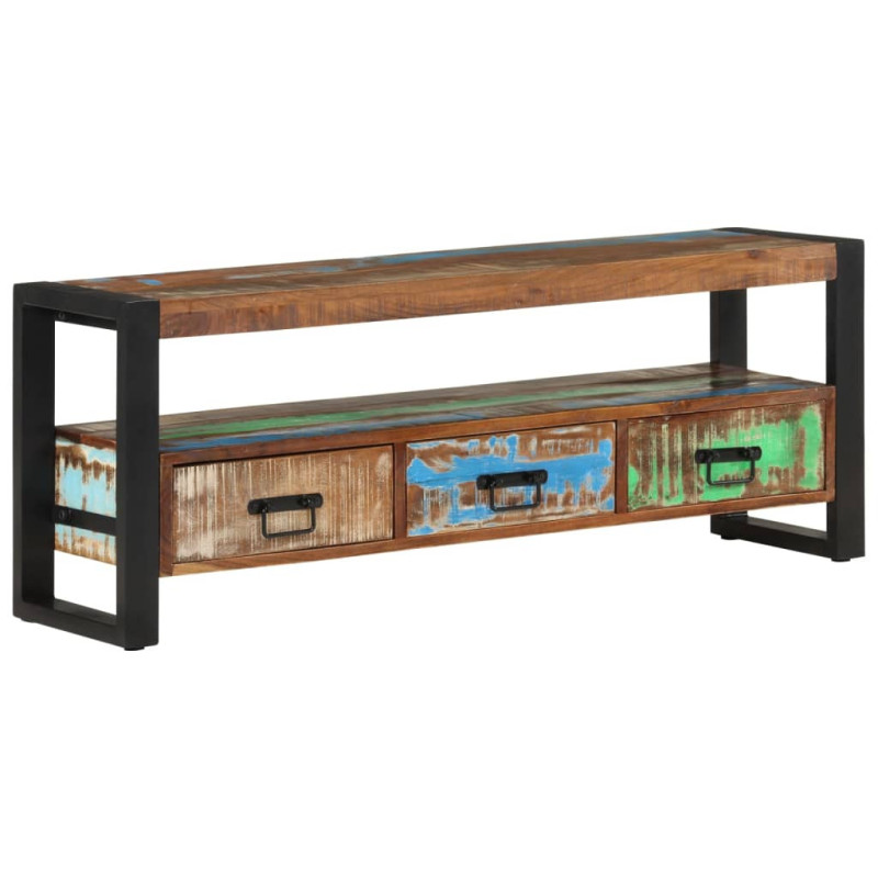 Comodă TV, 120x30x45 cm, lemn reciclat, cu aspect antichizat - WOODBB454 Comodă TV, 120x30x45 cm, lemn reciclat, cu aspect antichizat - WOODBB454