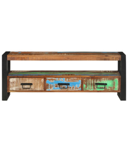 Comodă TV, 120x30x45 cm, lemn reciclat, cu aspect antichizat - WOODBB454