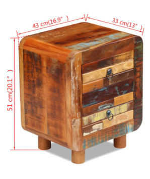 Noptieră vintage, din lemn masiv reciclat, cu 2 sertare, 43 x 33 x 51 cm, handmade