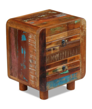 Noptieră vintage, din lemn masiv reciclat, cu 2 sertare, 43 x 33 x 51 cm, handmade