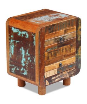 Noptieră vintage, din lemn masiv reciclat, cu 2 sertare, 43 x 33 x 51 cm, handmade