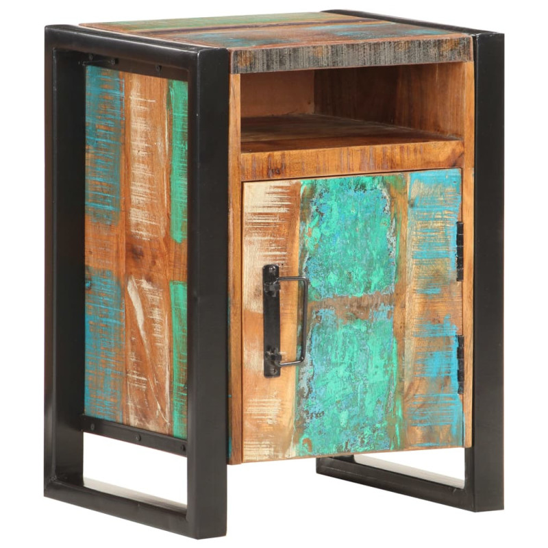 Noptieră, 40 x 35 x 55 cm, lemn reciclat, cu aspect industrial - WOODBB463